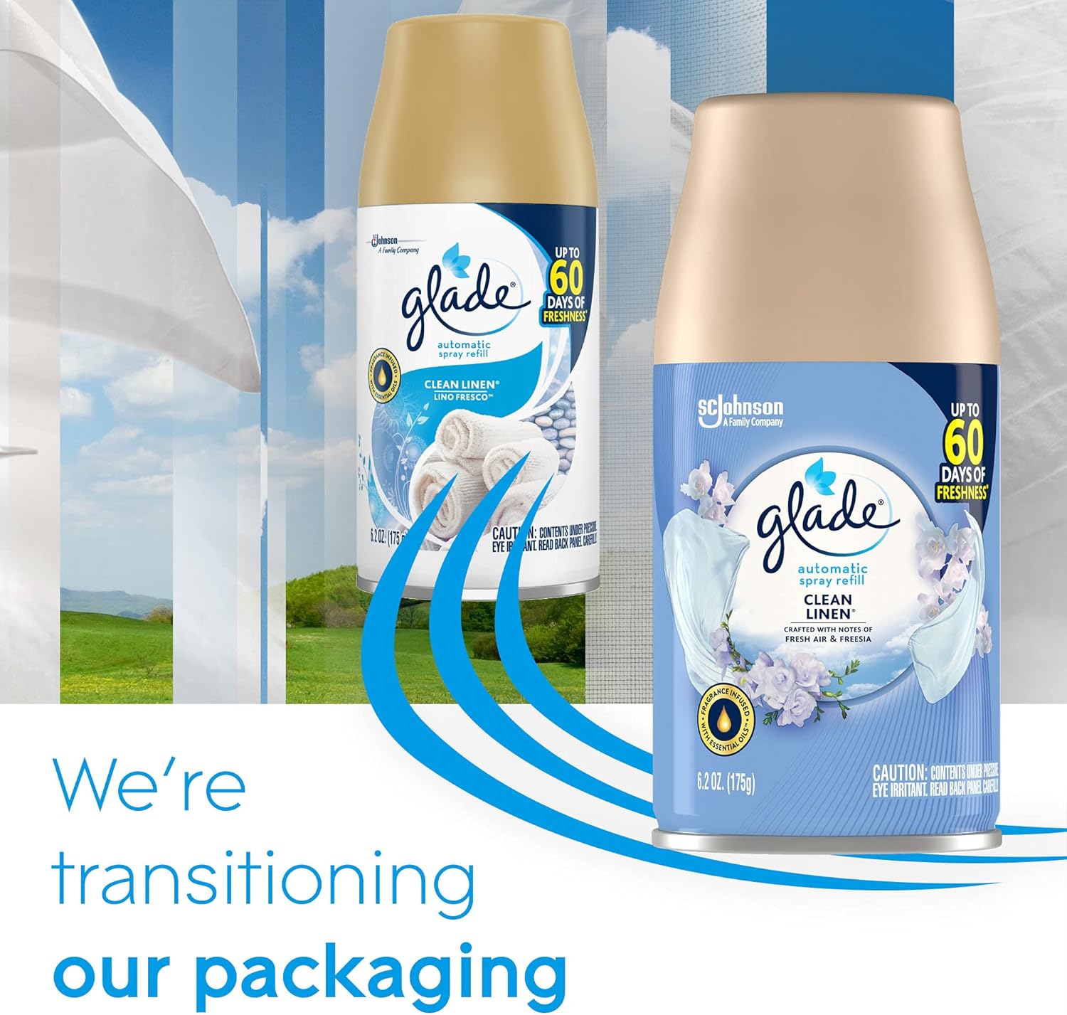 Glade Automatic Spray Air Freshener Refill, Scented Air Freshener for Home and Bathroom, Clean Linen, 6.2 Oz, 3 Count