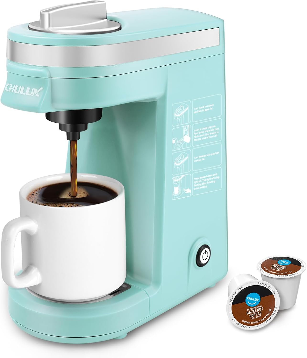 CHULUX Single Serve Coffee Maker for K Capsule and Ground Coffee, Single Cup Coffee Machine, Black