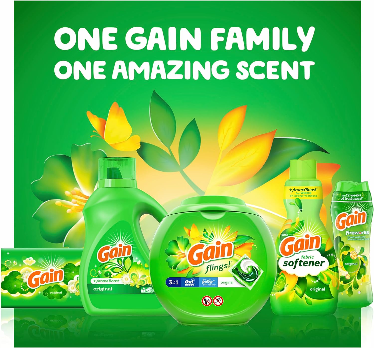 Gain + Aroma Boost Laundry Detergent Liquid, Original Scent, 107 Loads, 154 fl oz, HE Compatible Laundry Soap with Febreze and Oxi