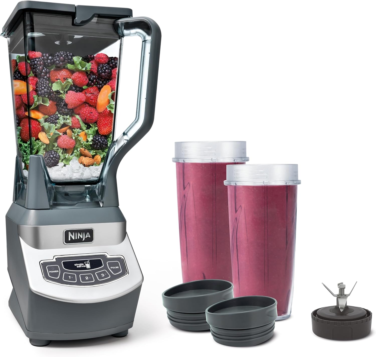 Ninja Blender, For-Smoothies, Salsa, Shakes, Slush, and-Frozen Drinks, Blender, Pitcher, and-Lid, Blender for-Kitchen, Crushes Ice, Fruit, and-Veggies, 1000-Watt, Dishwasher Safe, Black, NJ601AMZ