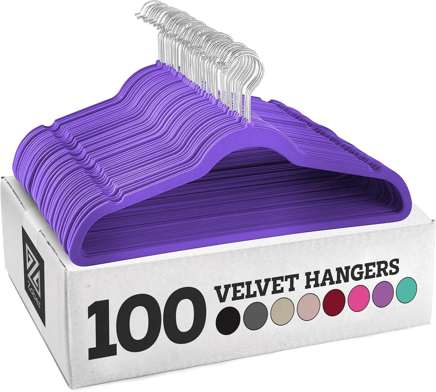Zober Velvet Hangers 50 Pack - Heavy Duty Black Hangers for Coats, Pants & Dress Clothes - Non Slip Clothes Hanger Set - Space Saving Felt Hangers for Clothing
