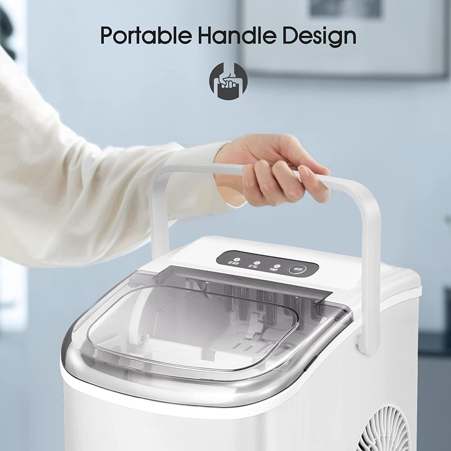 Silonn Ice Makers Countertop,Protable Ice Maker Machine with Handle,Self-Cleaning Ice Maker, 26Lbs/24H, 9 Ice Cubes Ready in 8 Mins, for Home/Office/Kitchen