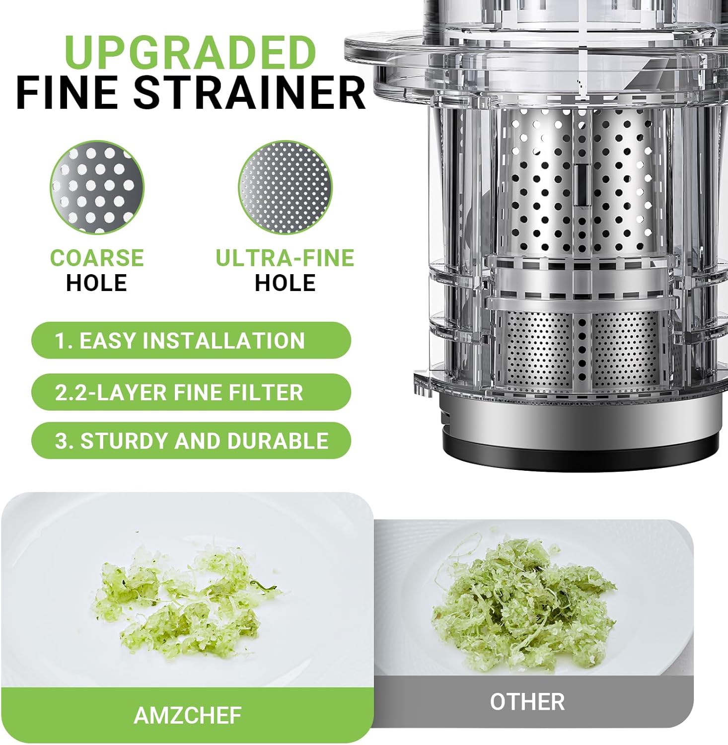 AMZCHEF Cold Press Juicer, Juicer Machines - 5.2