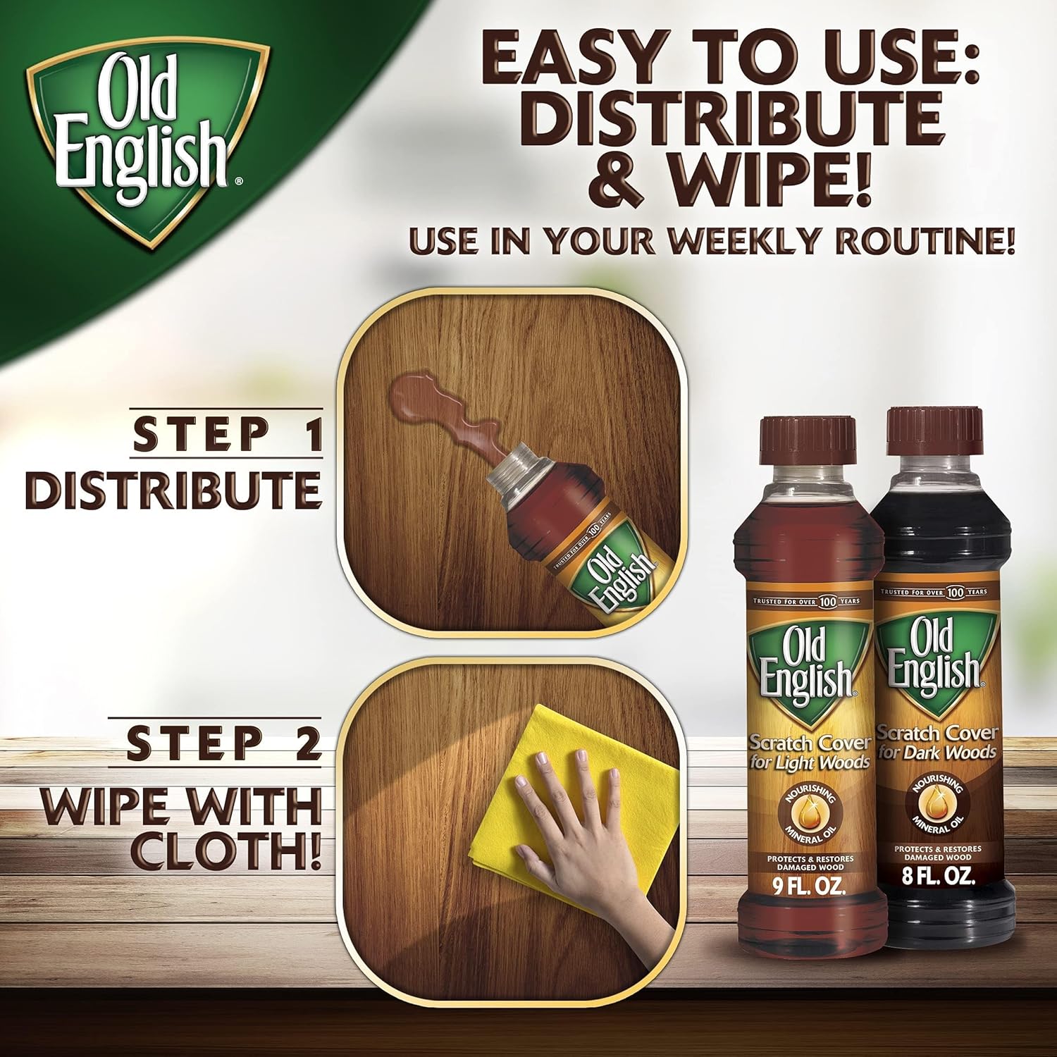 Old English 75144 Scratch Cover For Dark Woods, 8oz Bottle, Wood Polish