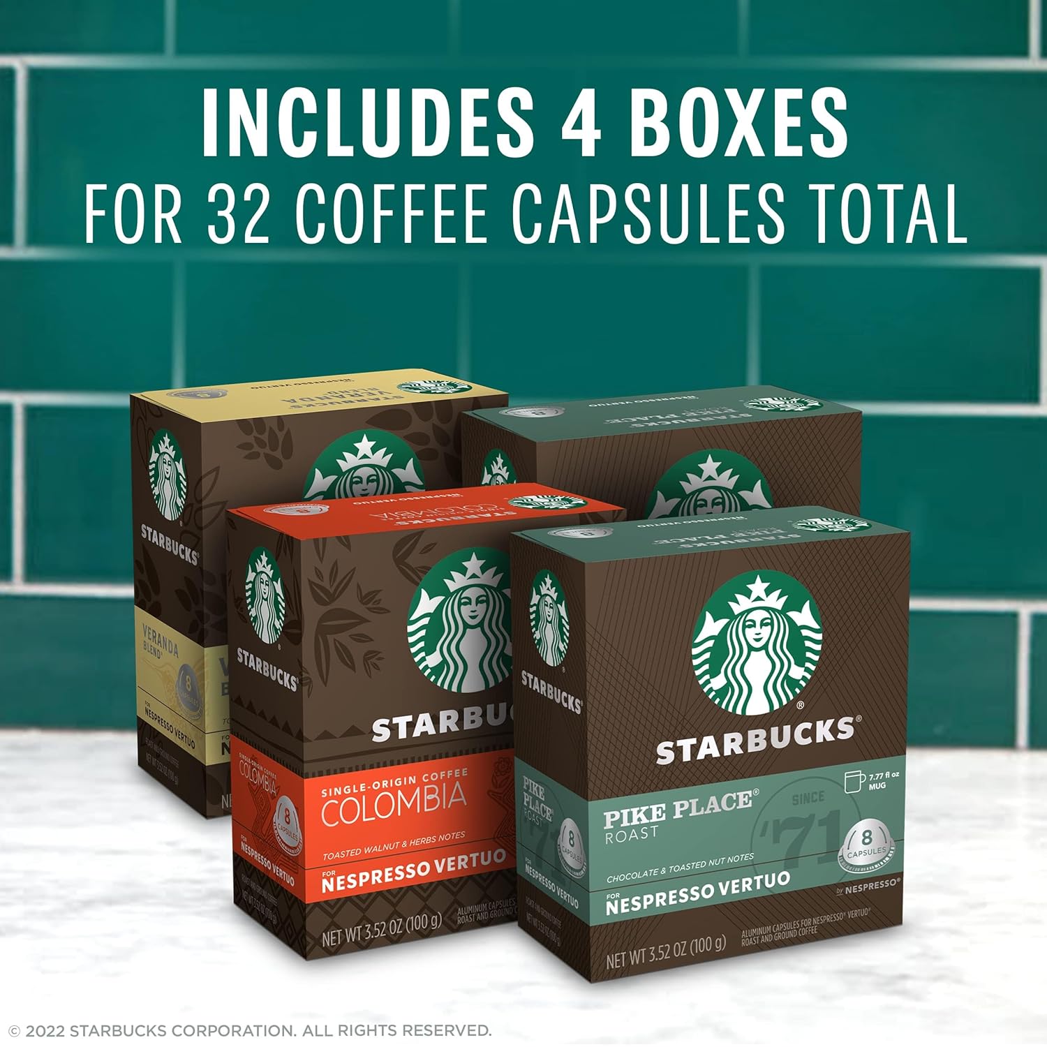 Starbucks by Nespresso Vertuo, Pike Place, Medium Roast Coffee 32-count Coffee Pods, Brews 7.8 oz.