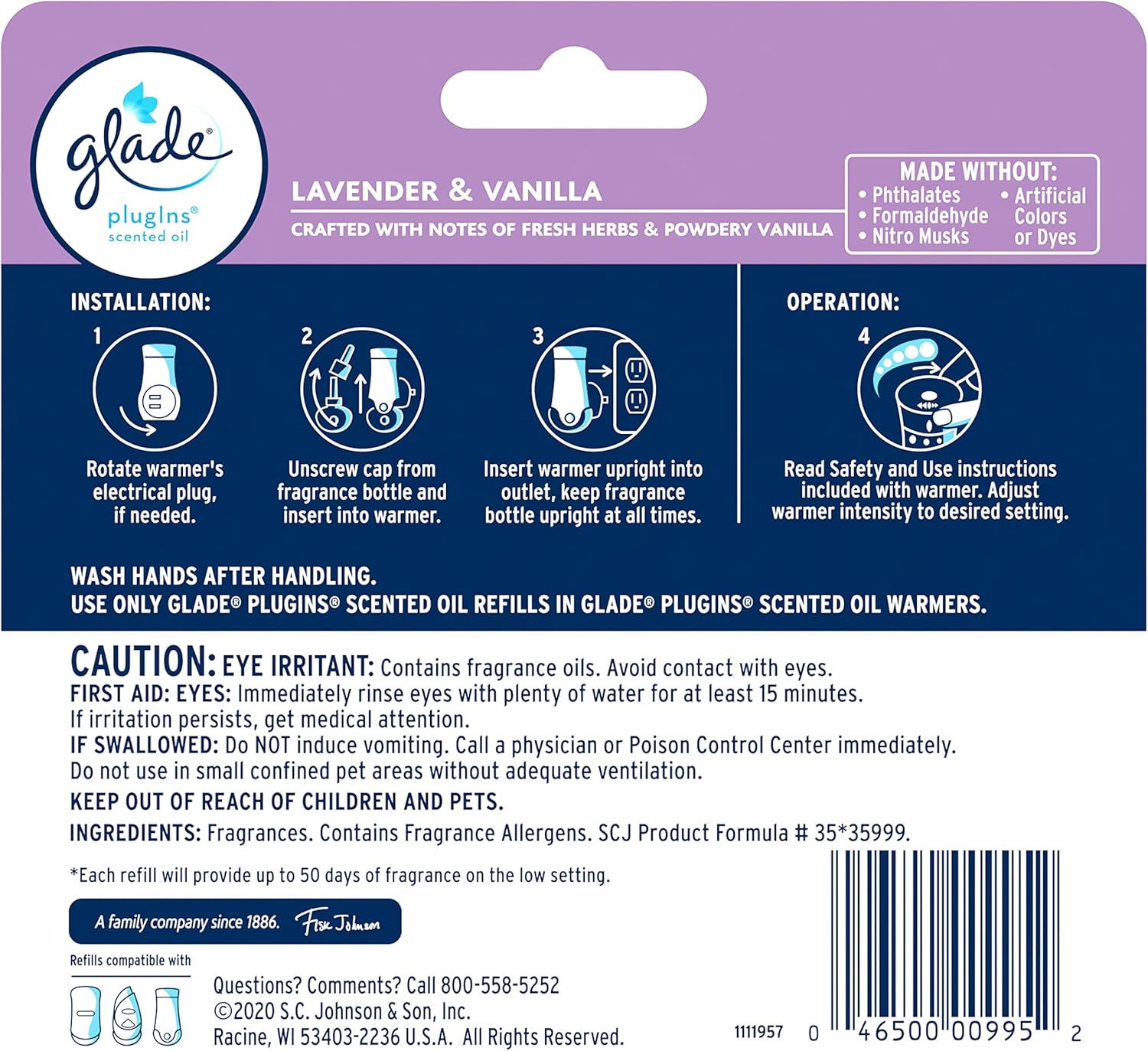 Glade PlugIns Refills Air Freshener, Scented and Essential Oils for Home and Bathroom, Apple Cinnamon, 3.35 Fl Oz, 5 Count