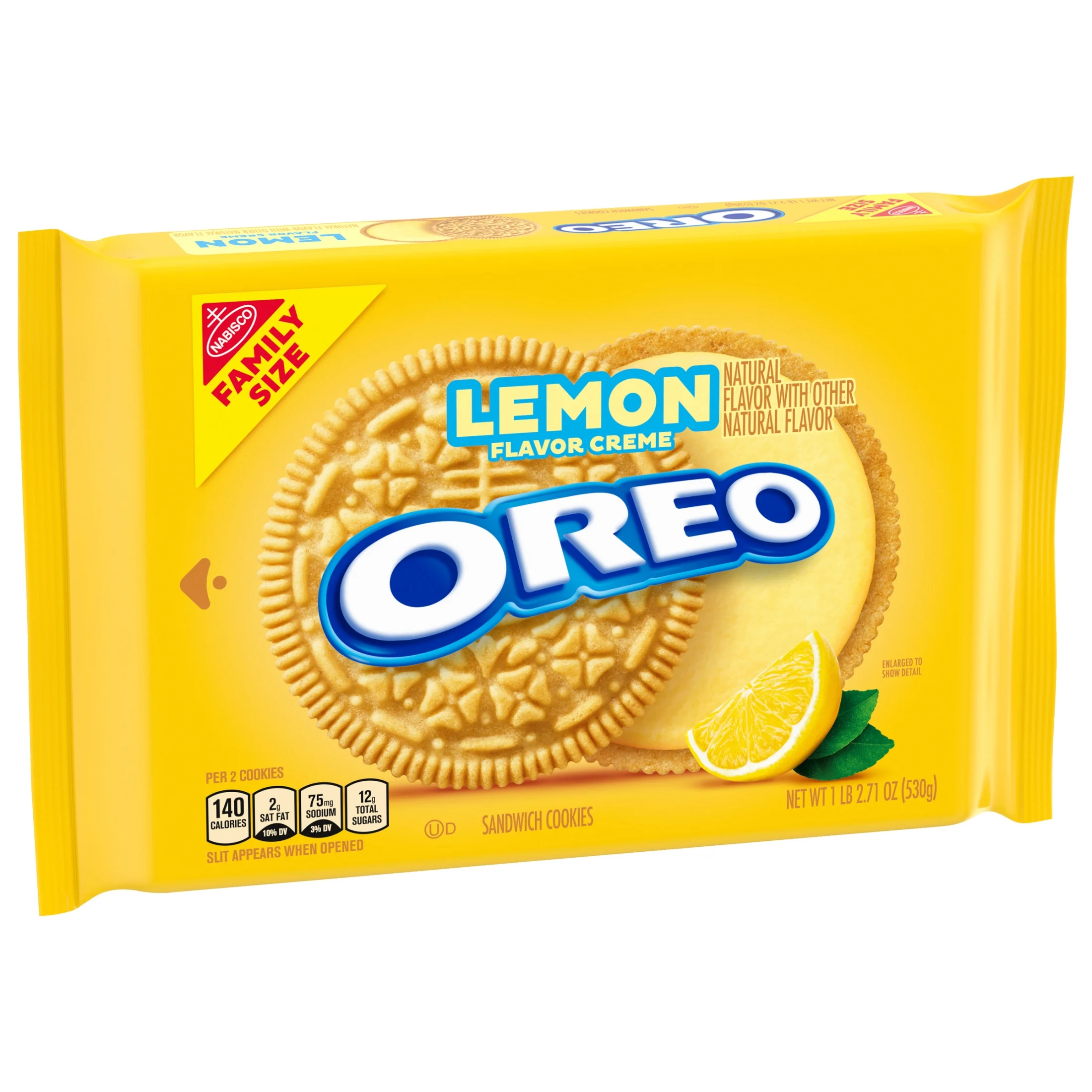 (3 pack) OREO Lemon Creme Sandwich Cookies, Family Size, 18.71 oz