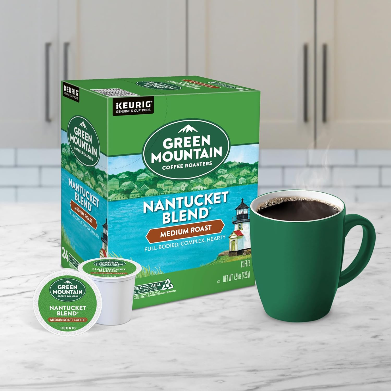Green Mountain Coffee Roasters Half Caff Keurig Single-Serve K-Cup pods, Medium Roast Coffee, 72 Count (6 Packs of 12)