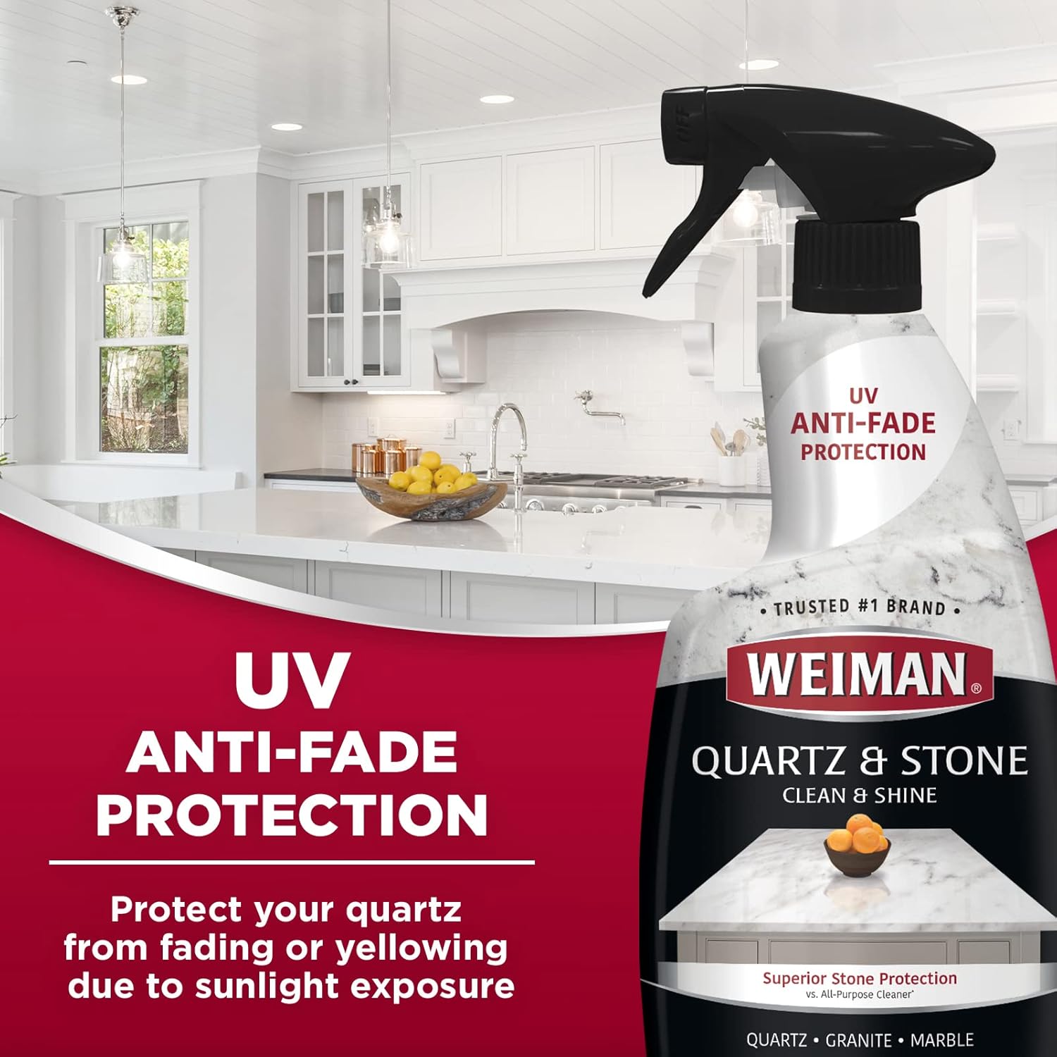 Weiman Quartz Countertop Cleaner and Polish (2 Pack w/Micro Towel) Clean and Shine Your Quartz Countertops Islands and Stone Surfaces with Ultra Violet Protection