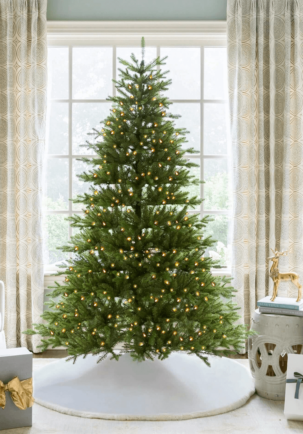 7.5' Alpine Fir Artificial Christmas Tree 800 Warm White Led Lights