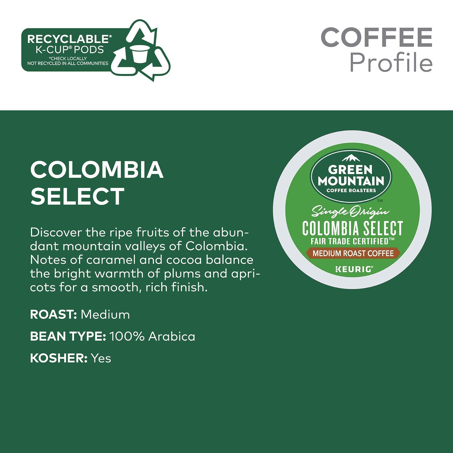 Green Mountain Coffee Roasters Half Caff Keurig Single-Serve K-Cup pods, Medium Roast Coffee, 72 Count (6 Packs of 12)