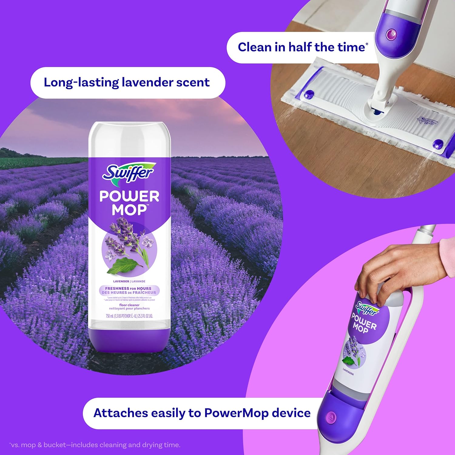 Swiffer PowerMop Floor Cleaning Solution with Fresh Scent, 25.3 fl oz, 2 Pack