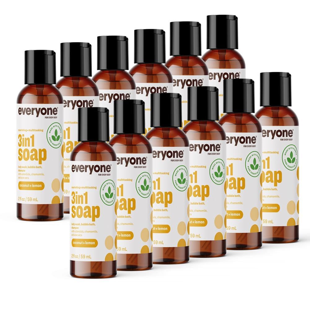 Everyone 3-in-1 Soap, Body Wash, Bubble Bath, Shampoo, 32 Ounce (Pack of 2), Lavender and Aloe, Coconut Cleanser with Organic Plant Extracts and Pure Essential Oils (Packaging May Vary)