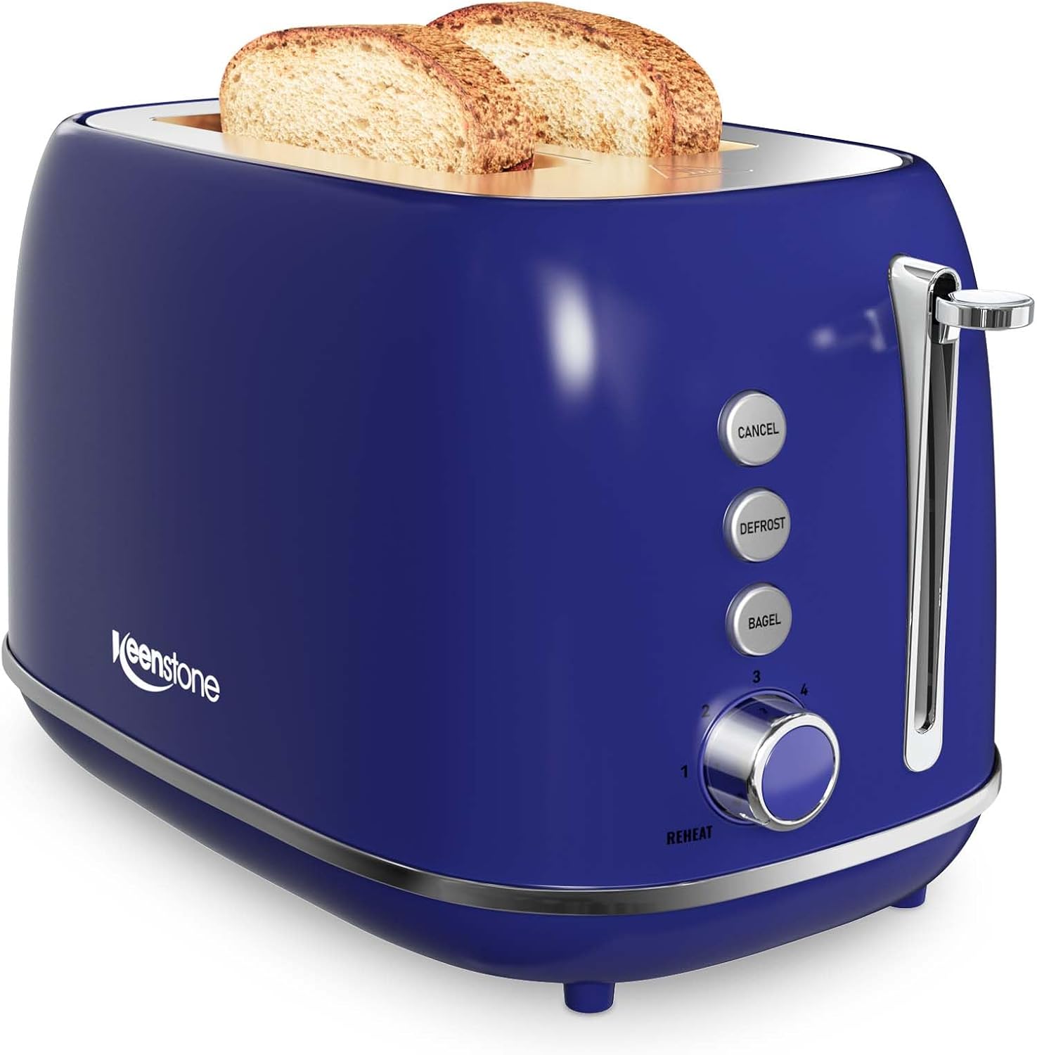 2 Slice Stainless Steel Toaster Retro with 6 Bread Shade Settings, Bagel, Cancel, Defrost Function, 2 Slice Toaster with Extra Wide Slot, Removable Crumb Tray, White