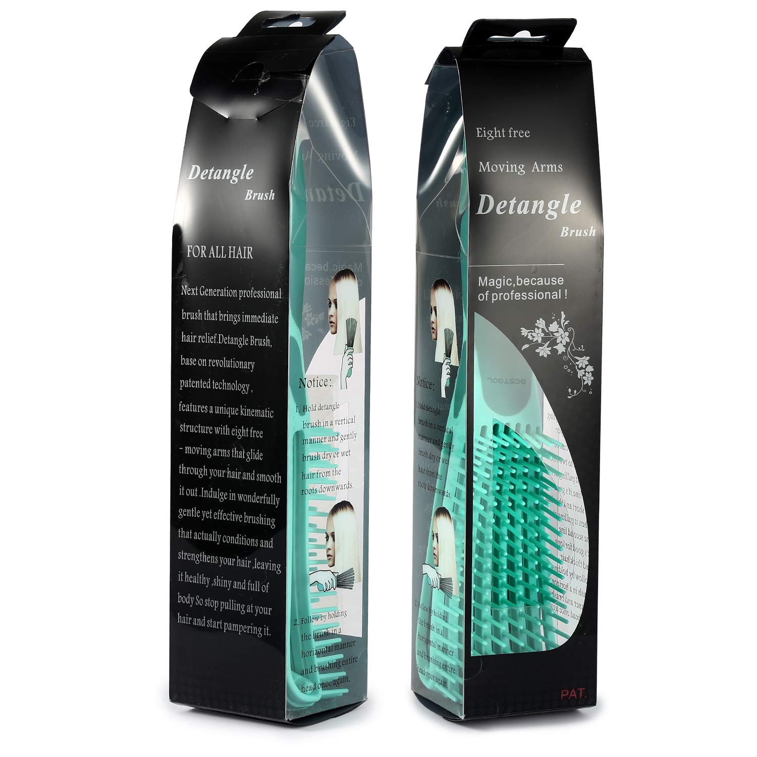 BESTOOL Hair Brush, Detangling Brush for Natural Black and Curly Hair (Pink, Afro 3/4abc), Ideal for Wet or Dry Hair