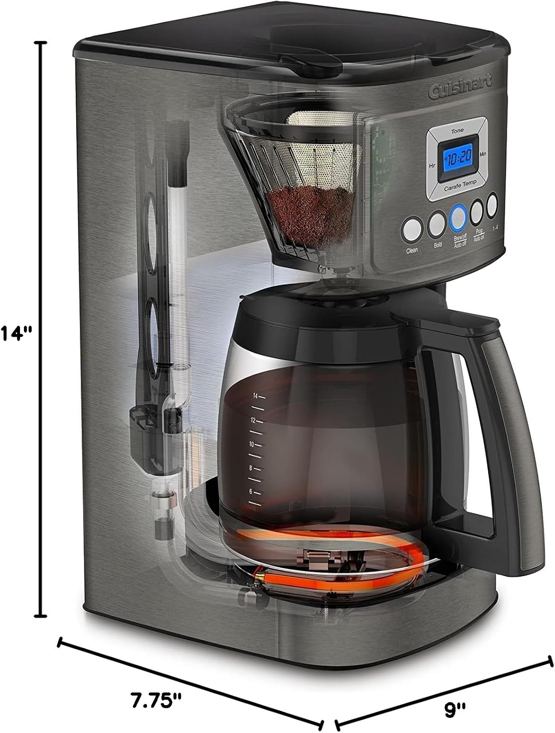 Cuisinart Coffee Maker, 14-Cup Glass Carafe, Fully Automatic for Brew Strength Control & 1-4 Cup Setting, Stainless Steel, DCC-3200P1