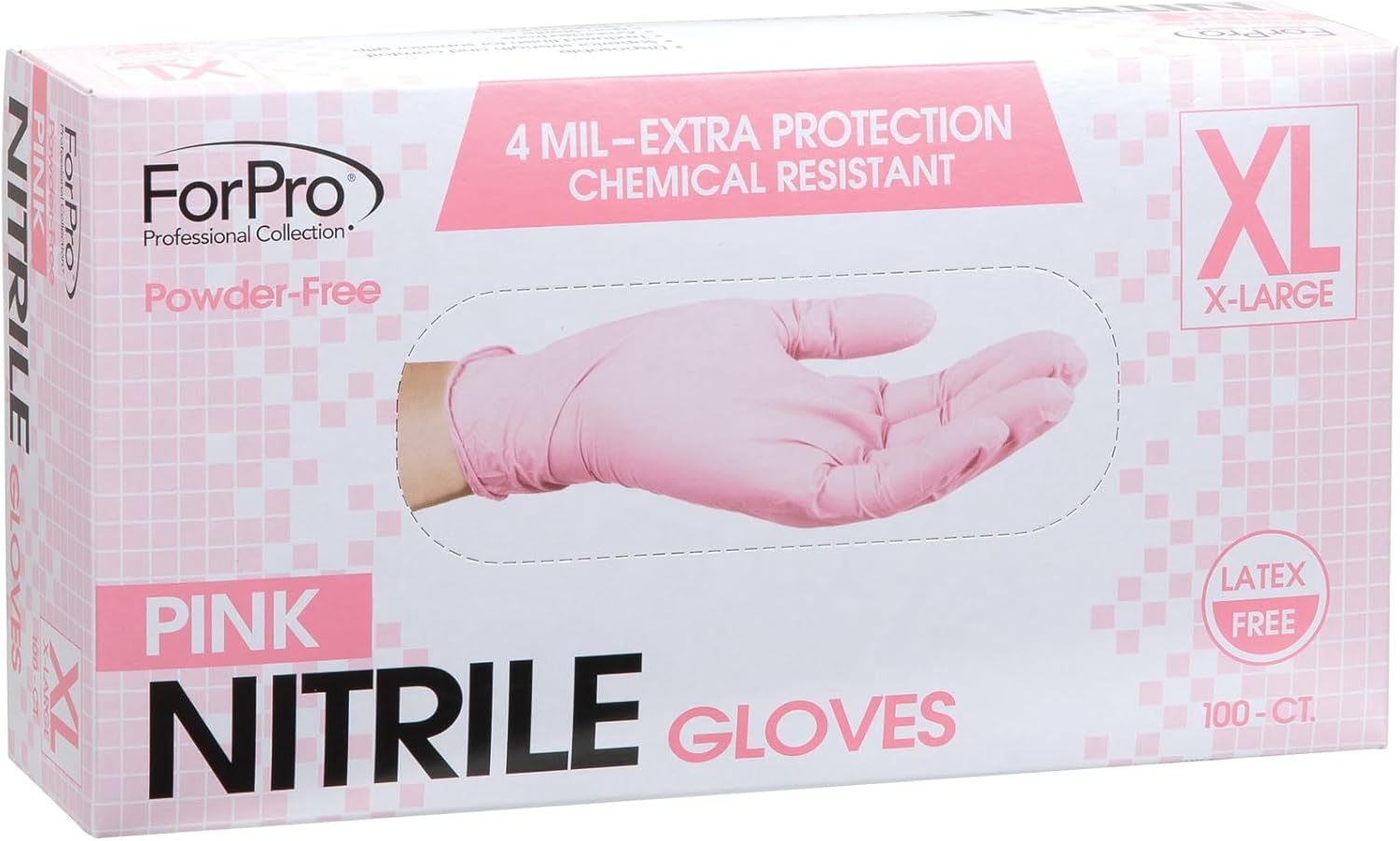 ForPro Professional Collection Disposable Nitrile Gloves, Chemical Resistant, Powder-Free, Latex-Free, Non-Sterile, Food Safe, 4 Mil, Black, Large, 100-Count