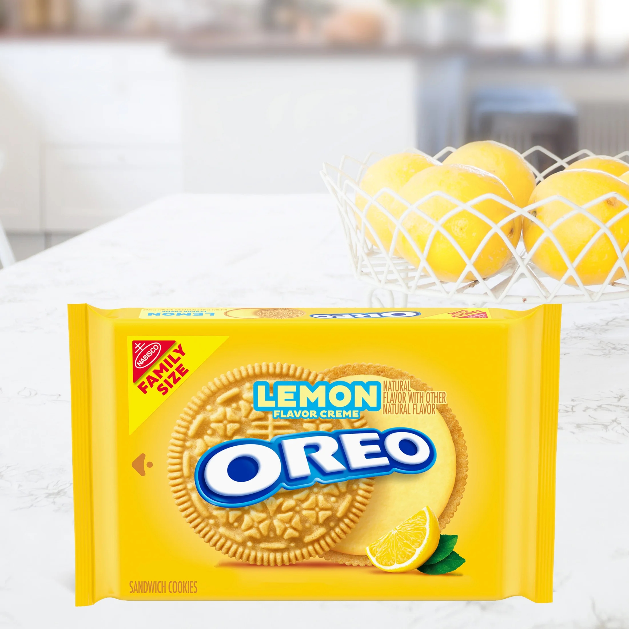 (3 pack) OREO Lemon Creme Sandwich Cookies, Family Size, 18.71 oz