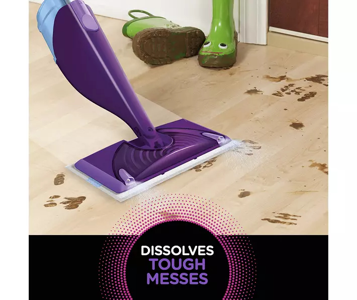 Swiffer WetJet Mop Starter Kit (1 Spray Mop, 5 Mopping Pads, 1 Floor Cleaner Liquid Solution)