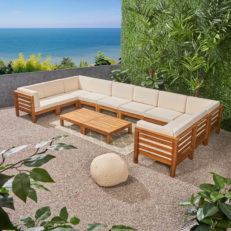 Patson Solid Wood 8 - Person Seating Group with Cushions