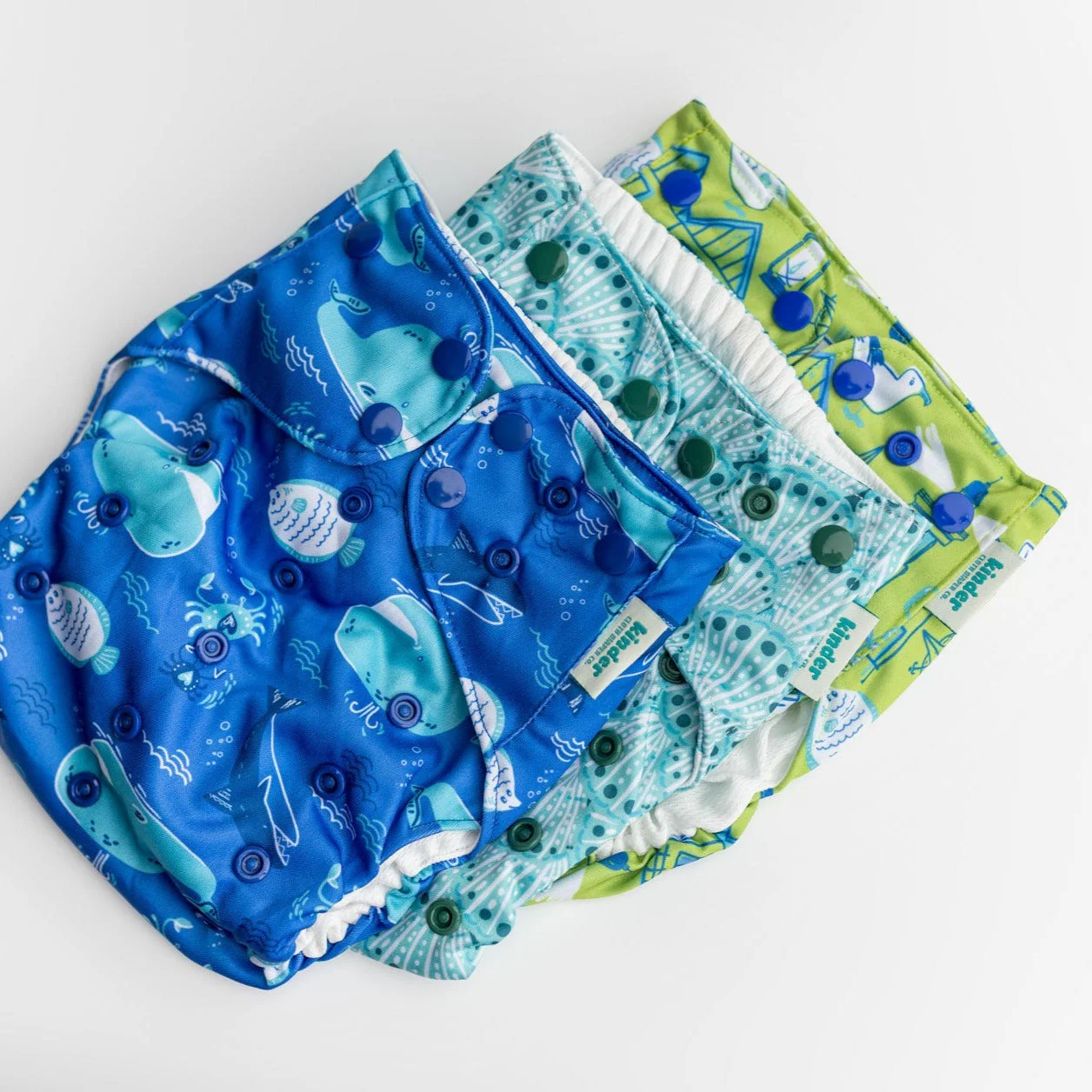 Kinder Cloth Diaper Co. Set of 3 Reusable Swim Diapers with Athletic Wicking Jersey (7-60lbs)