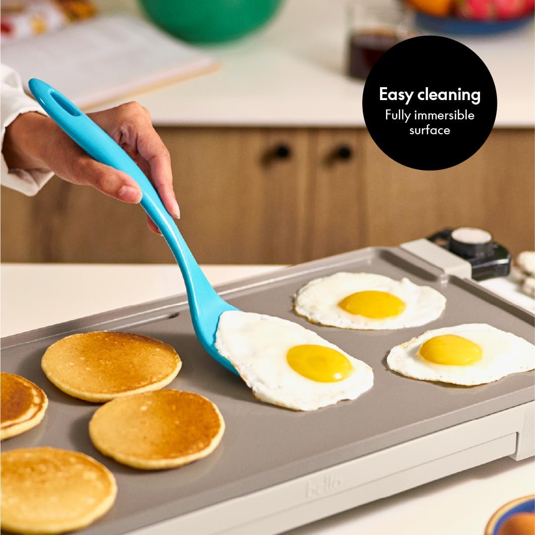 BELLA Electric Ceramic Titanium Griddle, Make 10 Eggs At Once, Healthy-Eco Non-stick Coating, Hassle-Free Clean Up, Large Submersible Cooking Surface, 10.5