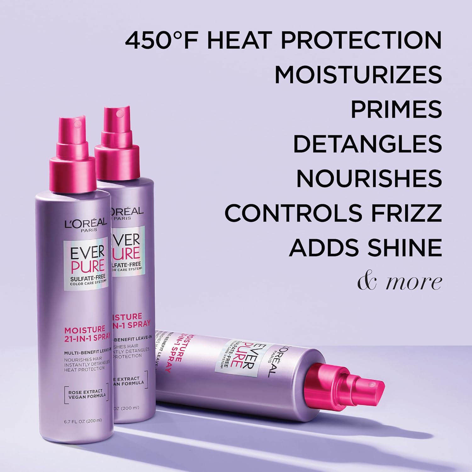 L’Oréal Paris Sulfate Free Moisture 21-in-1 Leave-In Conditioner for Dry Hair, EverPure, 6.8 fl oz (Packaging May Vary)