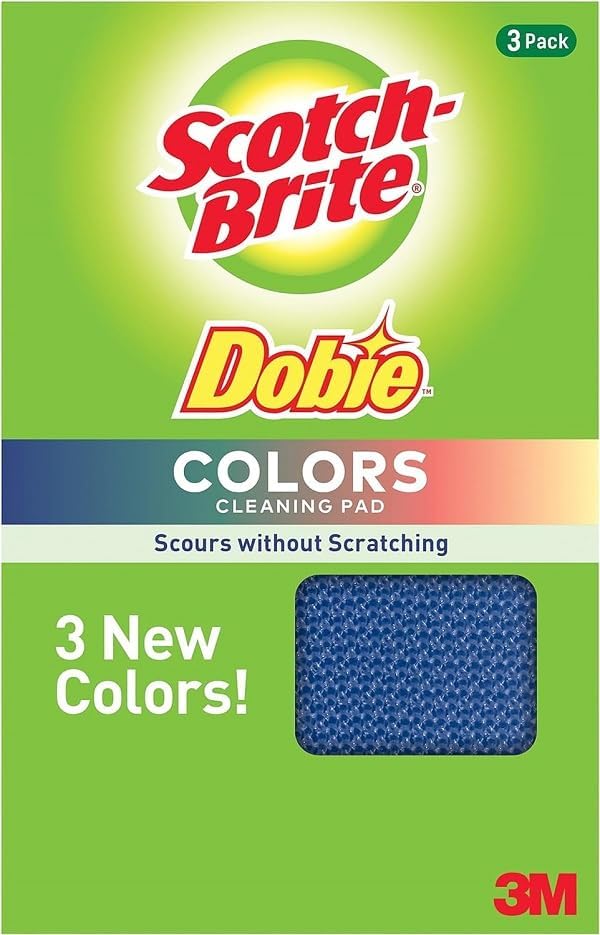 Scotch-Brite Dobie Pads, Dobie Sponge for All Purpose Cleaning of Kitchen, Bathroom, and Household, Non Scratch Dobie Cleaning Pads Safe for Non-Stick Cookware, 12 Dobie Pads