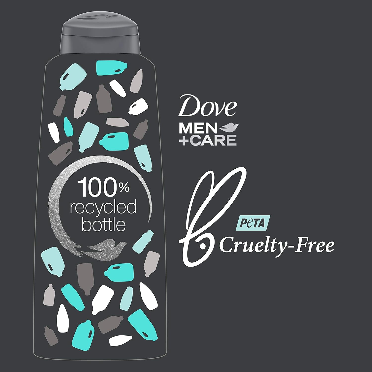 DOVE MEN + CARE 2 in 1 Shampoo & Conditioner Eucalyptus & Birch 4 Count For Healthy-Looking Hair Naturally Derived Plant Based Cleansers 12 oz