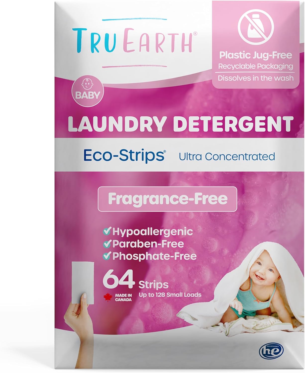 Tru Earth Compact Dry Laundry Detergent Sheets - Up to 64 Loads (32 Sheets) - Paraben-Free - Original Eco-Strip Liquidless Laundry Detergent, Travel Laundry Sheets - Fresh Linen