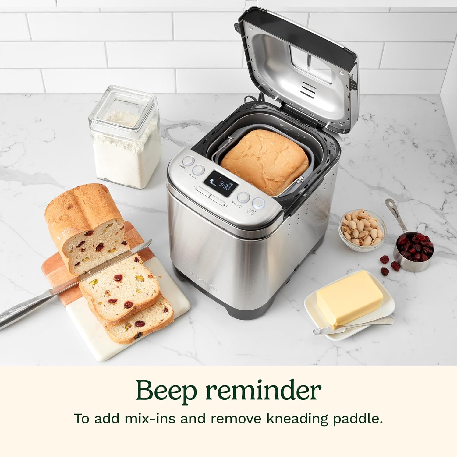 Cuisinart Bread Maker Machine, Compact and Automatic, Customizable Settings, Up to 2lb Loaves, CBK-110P1, Silver,Black