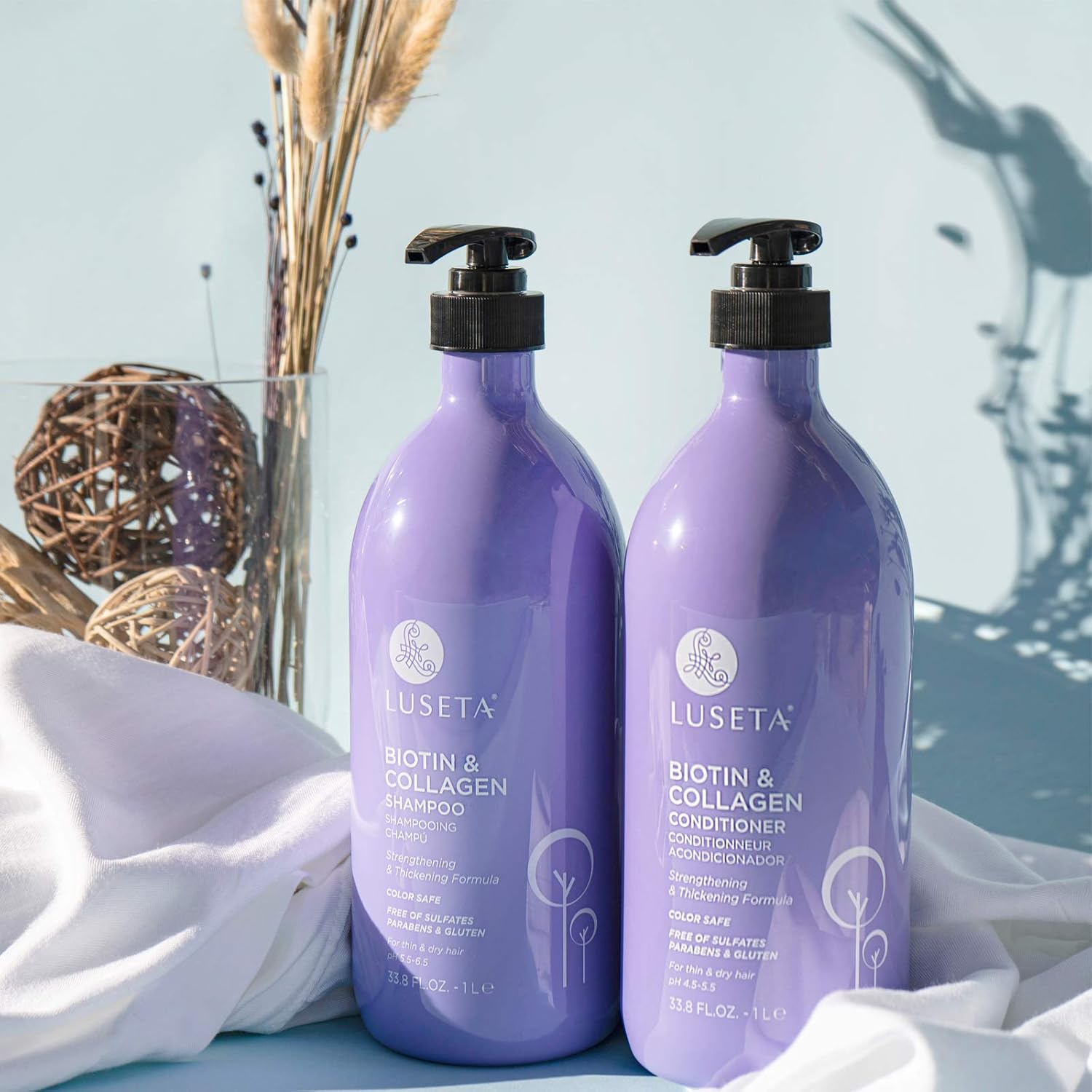 Luseta Biotin Shampoo and Conditioner for HairGrowth - Thickening Shampoo for Thinning Hair andHair Loss - Infused with Argan Oil to Repair DamagedDry Hair - Sulfate Free Paraben Free-2 x 16.9 fl oz