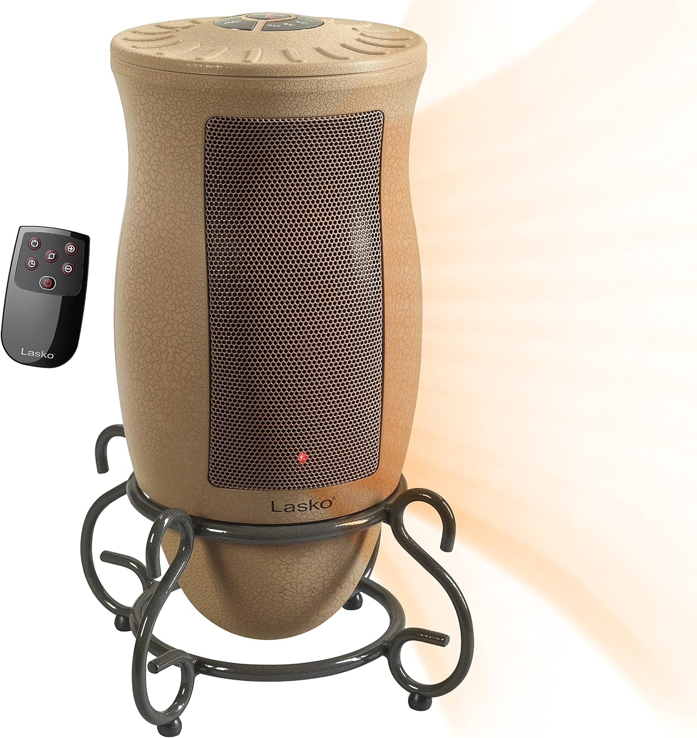 Lasko Oscillating Designer Series Ceramic Space Heater for Home with Adjustable Thermostat, Timer and 2-Speeds, 16 Inches, 1500W, Beige, 6405