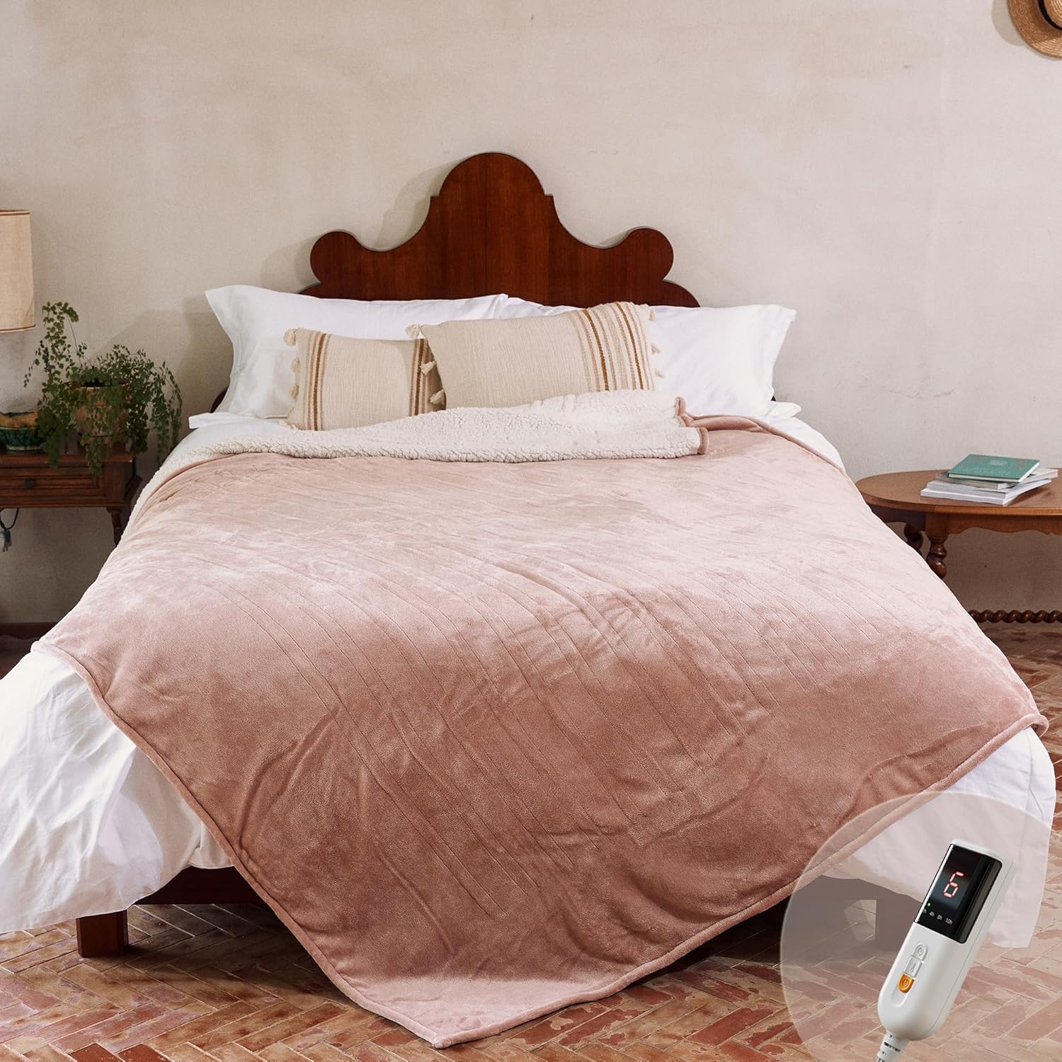 GOTCOZY Heated Blanket Electric Throw 50''X60''- Soft Silky Plush Electric Blanket with 4 Heating Level & 3 Hour Auto Off Heating Blanket, ETL Certified Machine Washable (Rose Dust)