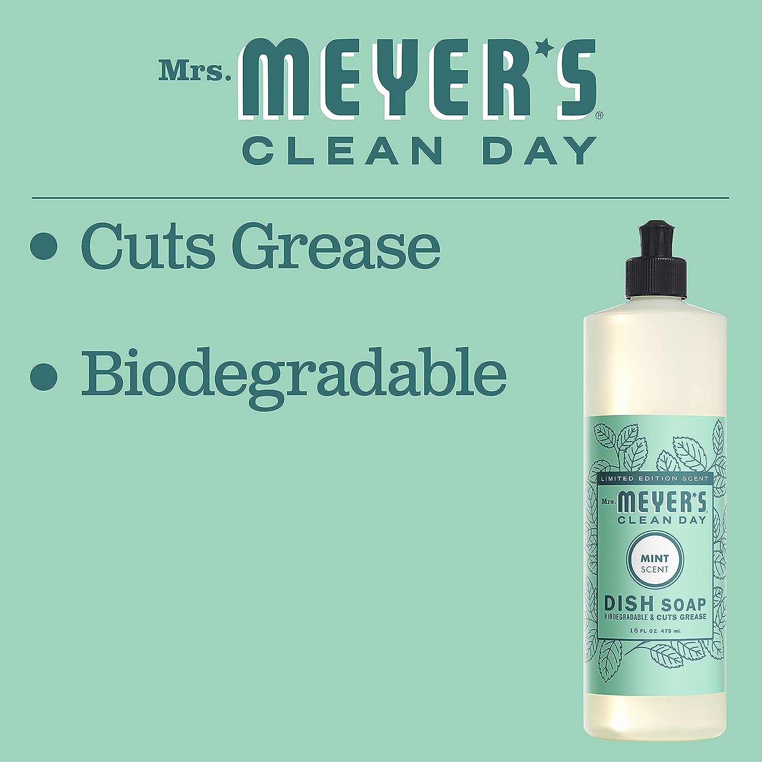 Mrs. Meyer's Liquid Dish Soap, Biodegradable Formula, Lemon Verbena, 16 Fl. Oz - Pack Of 3