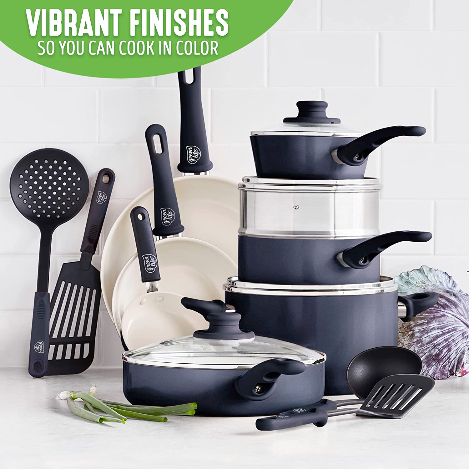 Ceramic non-stick 12-piece pan set