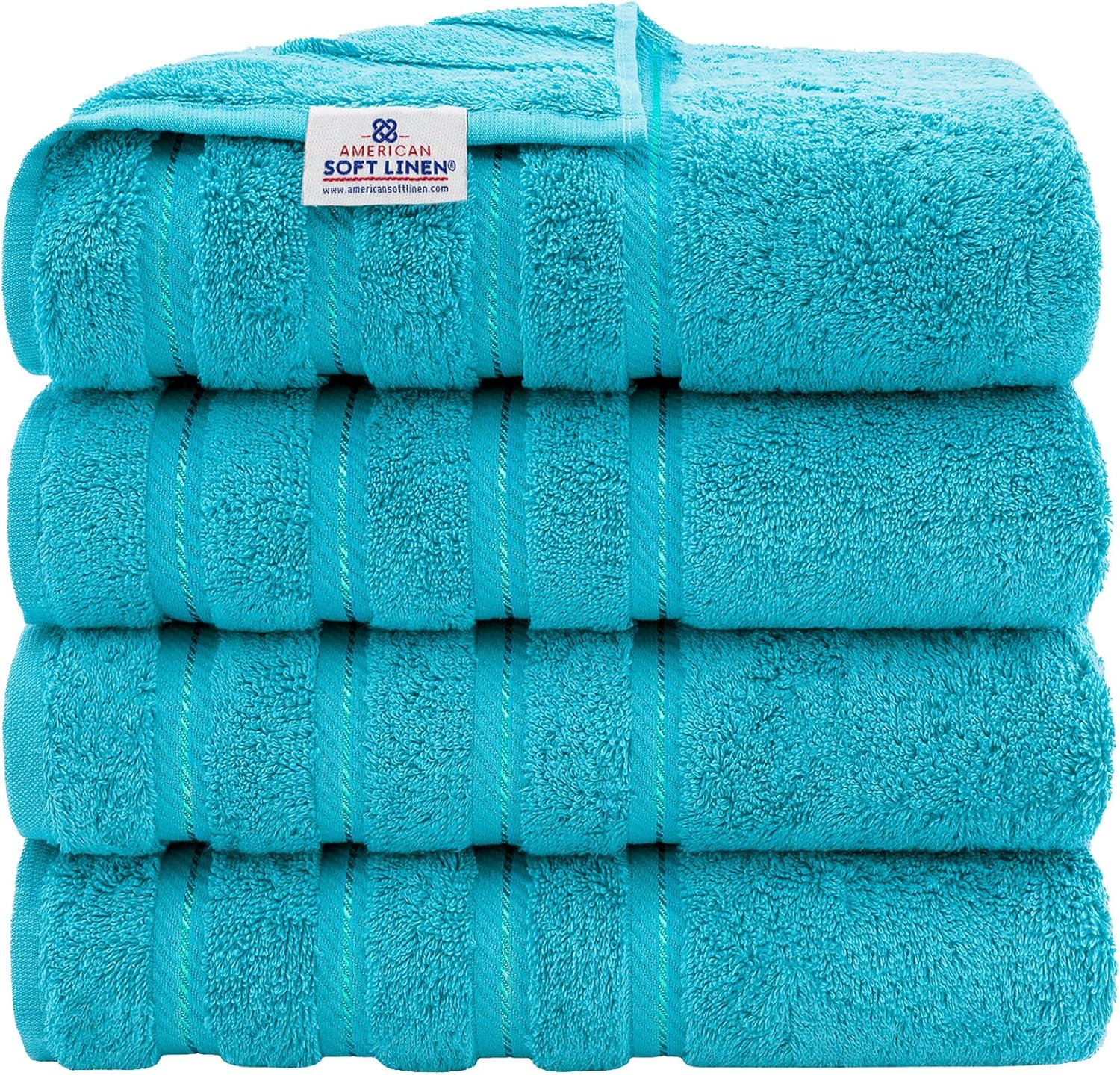 American Soft Linen Luxury 6 Piece Towel Set, 2 Bath Towels 2 Hand Towels 2 Washcloths, 100% Cotton Turkish Towels for Bathroom, Light Grey Towel Sets