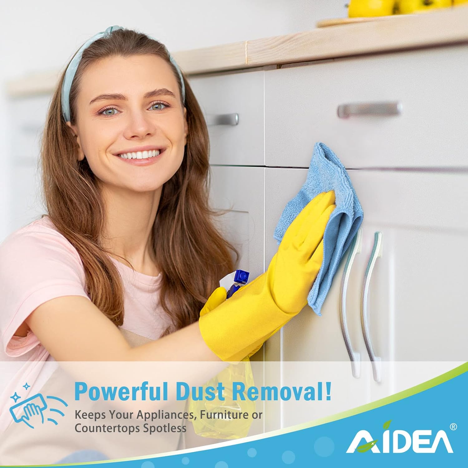 AIDEA Microfiber Cleaning Cloths White-50PK, Absorbent Cleaning Rags, Lint-Free Rags, Kitchen Towels Dusting Cloth, Bar Rags for Cleaning, Cleaning Towels Wash Cloth, Dish Towels White-11.5
