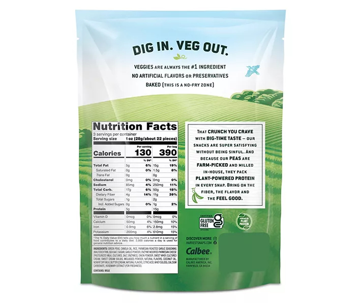 Roasted Garlic Parmesan Green Pea Crisps, 3.0 Oz.
