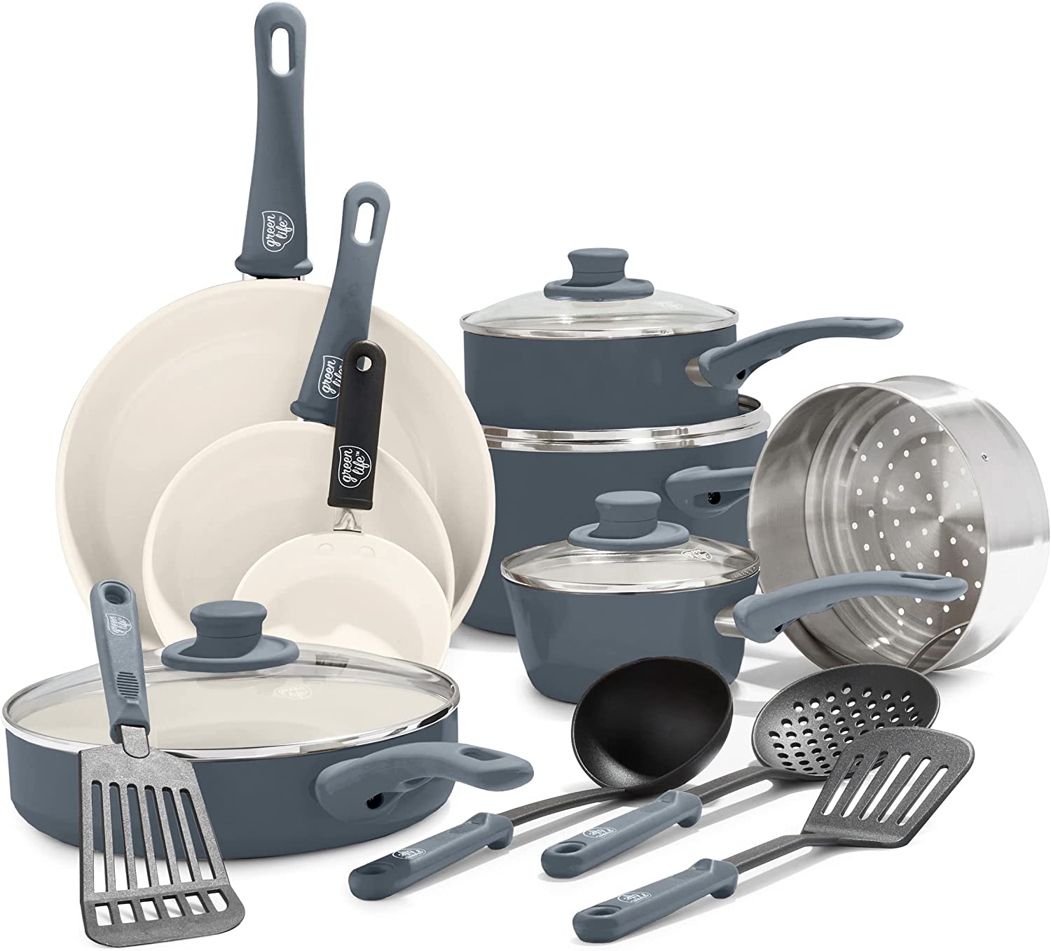 Ceramic non-stick 12-piece pan set