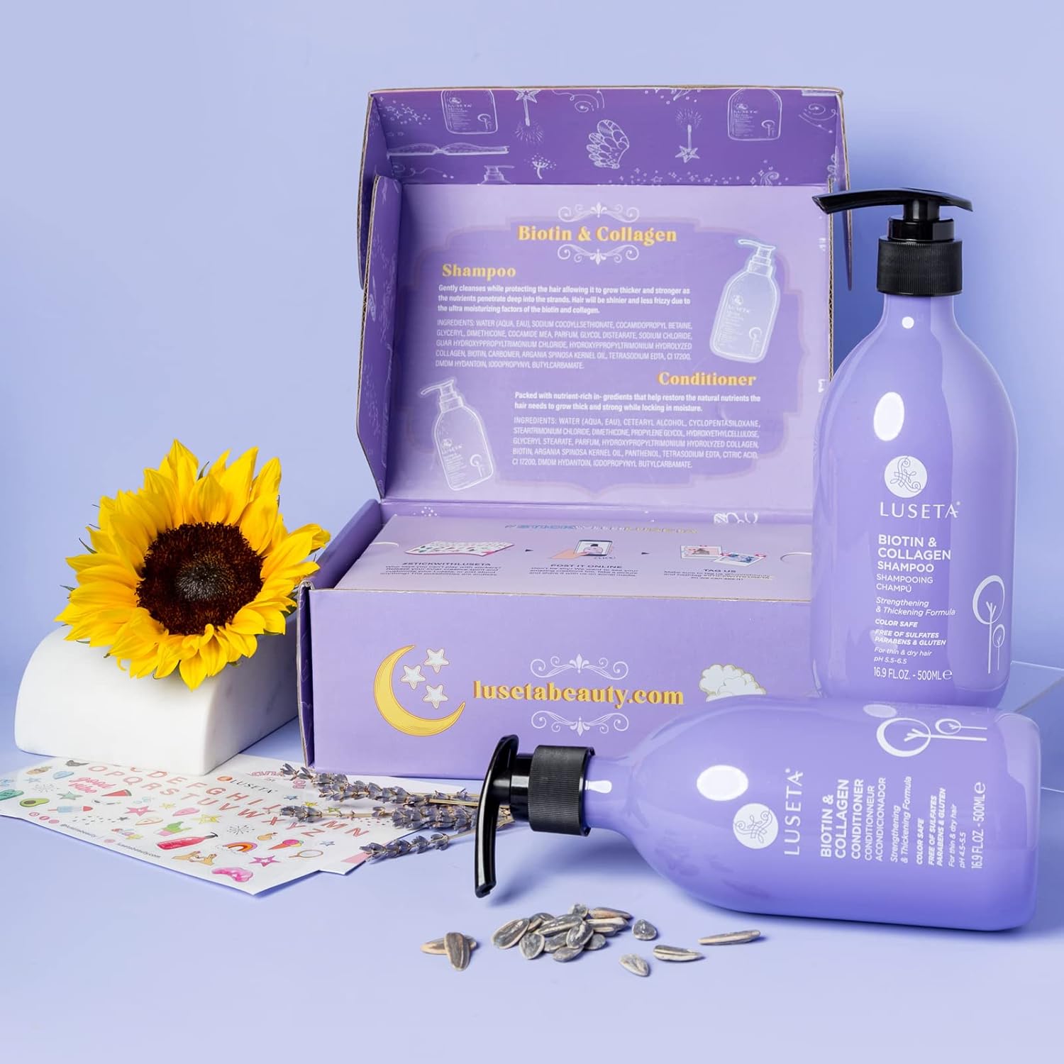 Luseta Biotin Shampoo and Conditioner for HairGrowth - Thickening Shampoo for Thinning Hair andHair Loss - Infused with Argan Oil to Repair DamagedDry Hair - Sulfate Free Paraben Free-2 x 16.9 fl oz