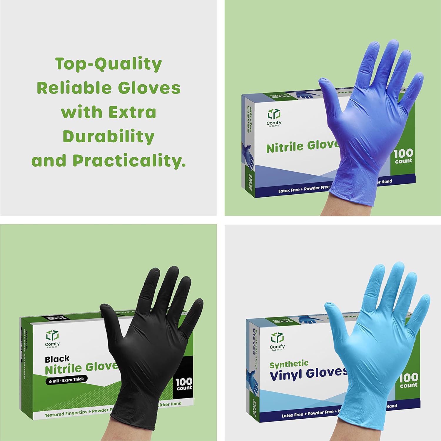 Comfy Package [100 Count Disposable Vinyl Gloves, Powder Free, Latex Free, Clear Gloves for Cooking and cleaning - Medium