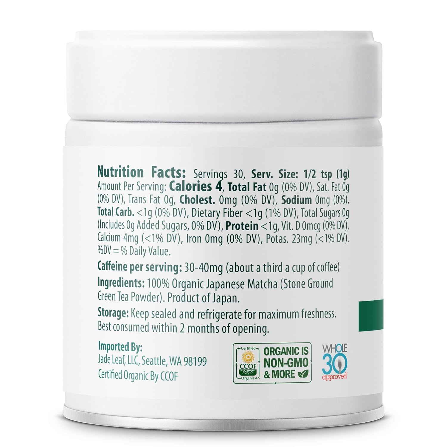 Jade Leaf Matcha Organic Green Tea Powder - Culinary Grade Premium Second Harvest - Authentic Japanese Origin (1.06 Ounce Pouch)