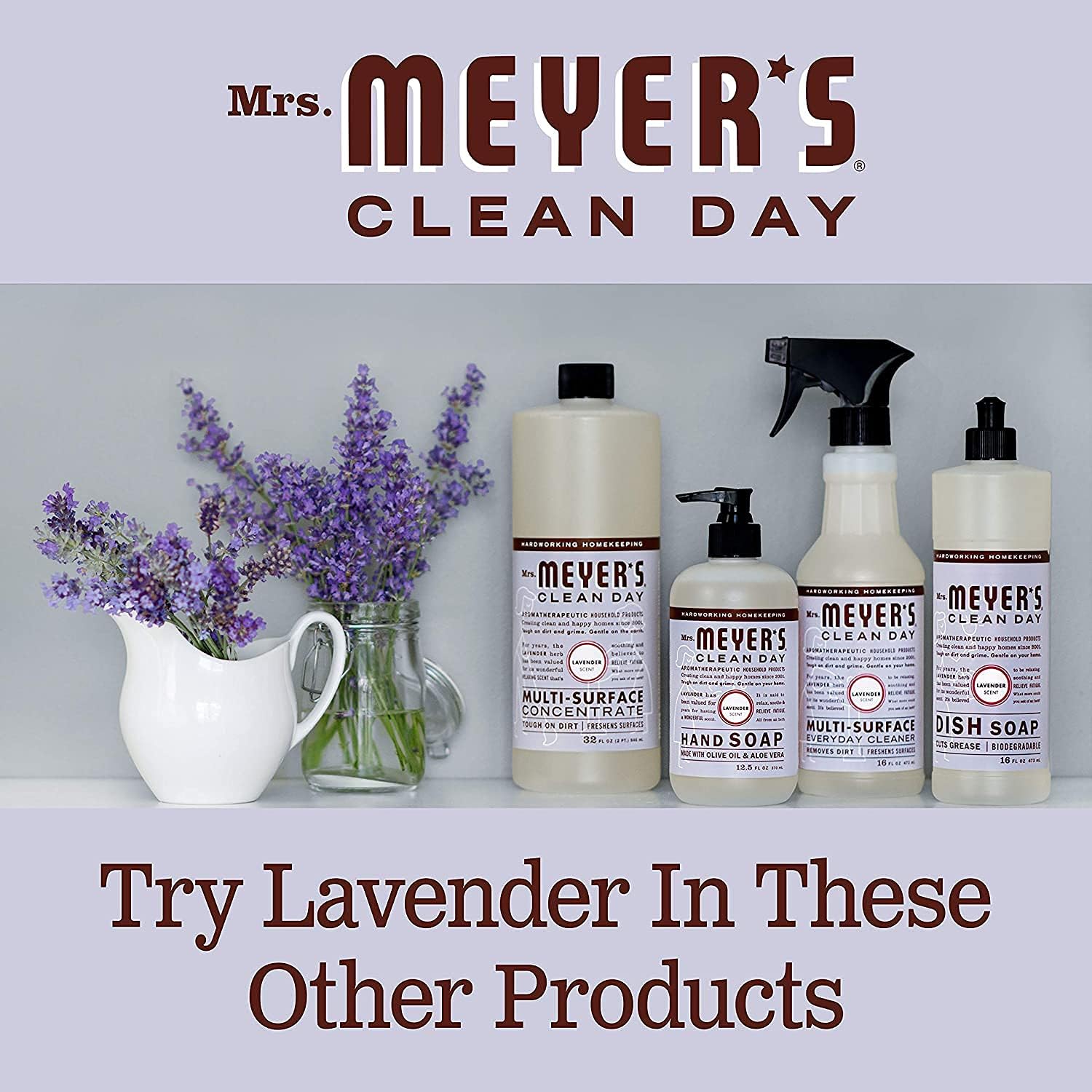 MRS. MEYER'S CLEAN DAY Liquid Dish Soap, Biodegradable Formula, Basil, 16 fl. oz - Pack of 3