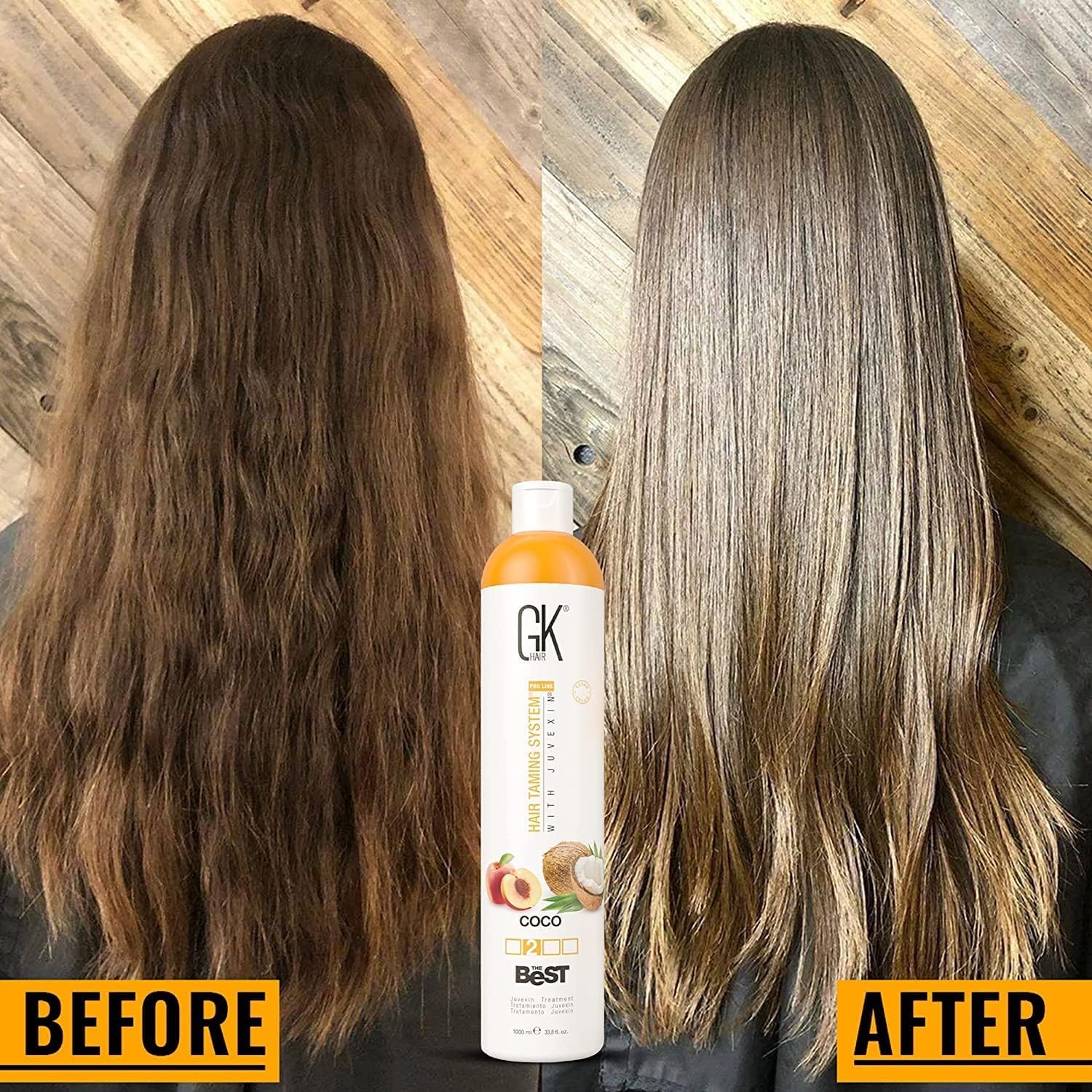 GK HAIR Global Keratin The Best (3.4 Fl Oz/100ml) Smoothing Keratin Hair Treatment - Professional Brazilian Complex Blowout Straightening For Silky Smooth & Frizz Free Hair