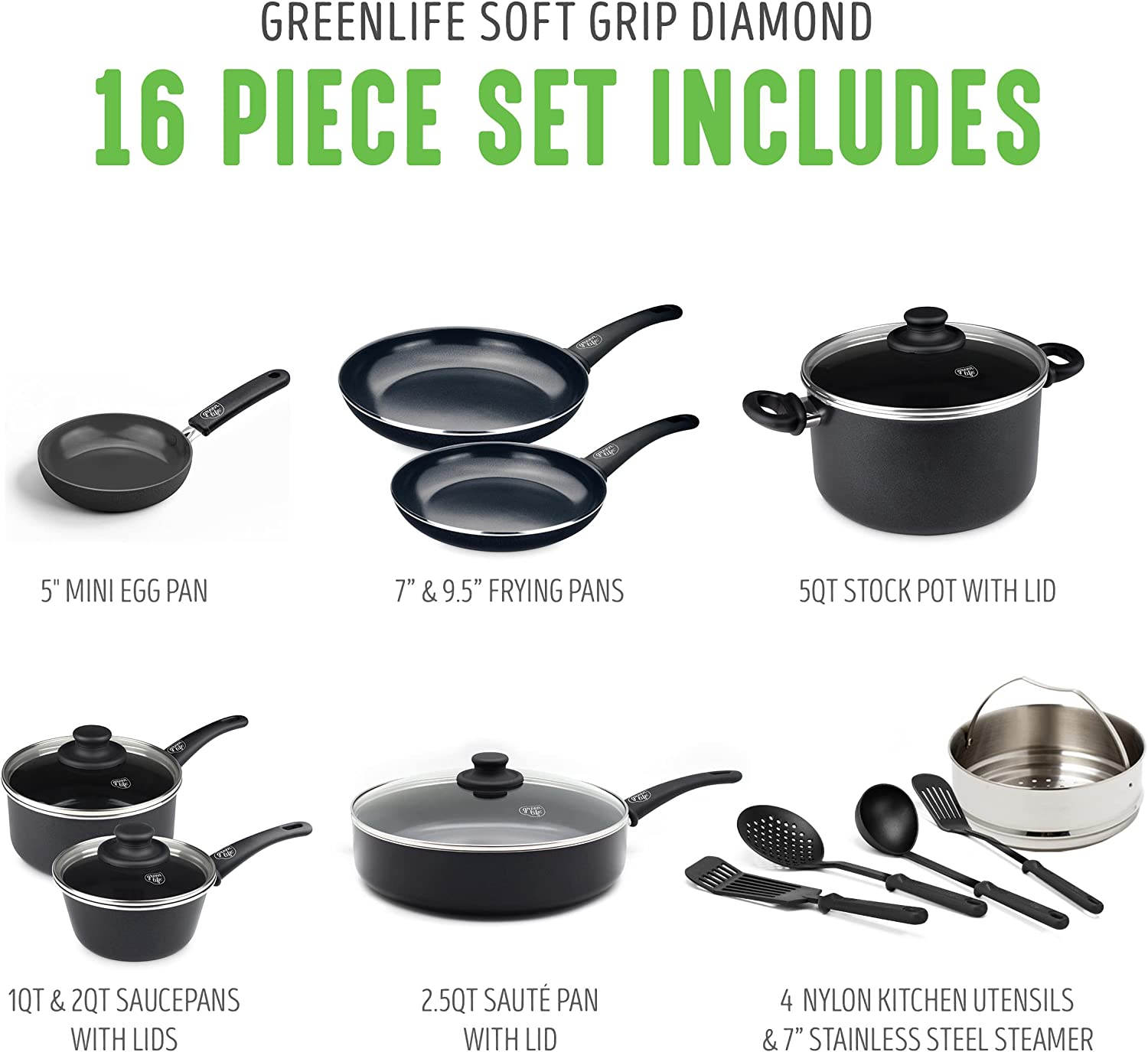 Ceramic non-stick 12-piece pan set