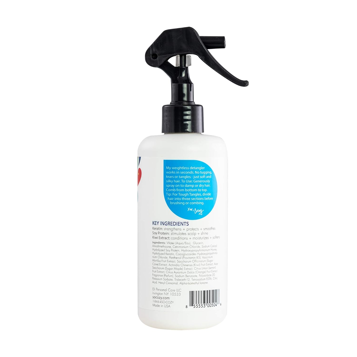 So Cozy Detangler & Leave In Conditioner Spray (8 Fl Oz) Hair Detangler Spray for Kids, Paraben-Free Leave In Hair Conditioner & Detangling Spray for Frizzy Hair, Keratin, Soy Protein & Kiwi Extract