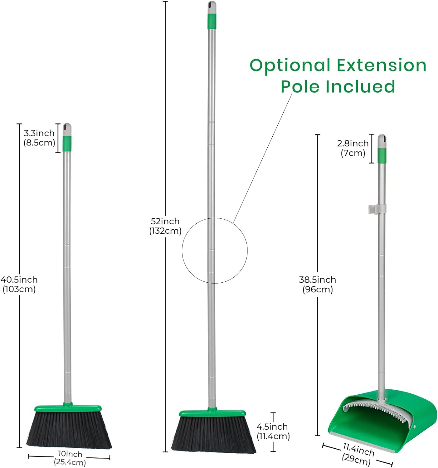 TreeLen Broom and Dustpan Set with 52