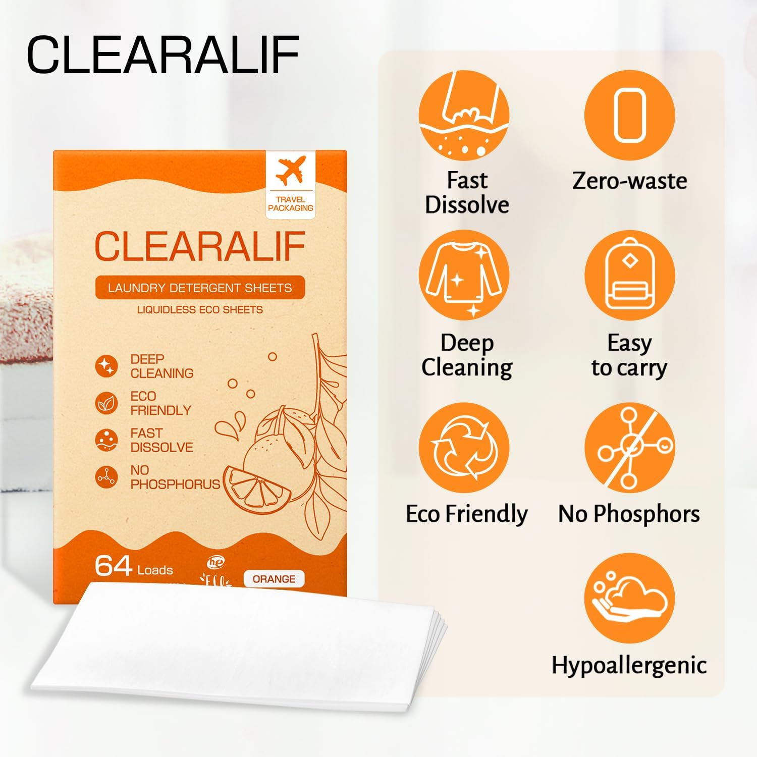 CLEARALIF Laundry Detergent Sheets Up to 160 Loads, Fresh Linen - Great For Travel,Apartments, Dorms,Laundry Detergent Strips Eco Friendly & Hypoallergenic