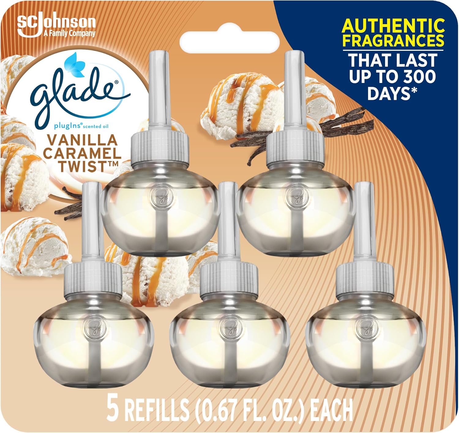 Glade PlugIns Refills Air Freshener, Scented and Essential Oils for Home and Bathroom, Apple Cinnamon, 3.35 Fl Oz, 5 Count